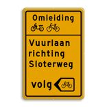 Verkeersbord omleidingsroute (brom)fieters 2:3 reflecterend