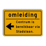 Omleidingsbord voetpad/fietspad afgesloten, volg omleidingsroute - reflecterend