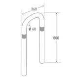 Barre de protection en acier 360x800xØ60mm réfléchissant