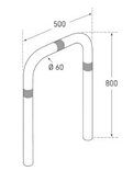 Barre de protection en acier 500x800xØ60mm réfléchissant