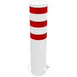 Rampaal Ø323mm staal verzinkt - wit/rood - 1500/2000/2400mm - met grondanker