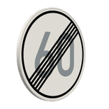 Verkehrszeichen 278-60 - Ende der zulässigen Höchstgeschwindigkeit 60 km/h