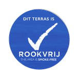 Sticker of bord dit terras is rookvrij tweetalig - reflecterend