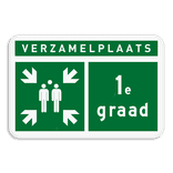 Verzamelplaats bord BHV met tekst en pijl - E007