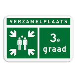 Verzamelplaats bord BHV met tekst en pijl - E007