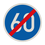 Vorschriftszeichen 279-60 - Ende der vorgeschriebenen Mindestgeschwindigkeit 60 km/h
