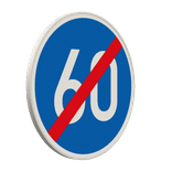 Vorschriftszeichen 279-60 - Ende der vorgeschriebenen Mindestgeschwindigkeit 60 km/h