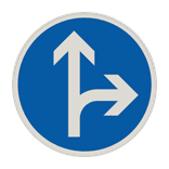 Vorschriftszeichen 214-20 - Vorgeschriebene Fahrtrichtung – geradeaus oder rechts