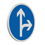 Vorschriftszeichen 214-20 - Vorgeschriebene Fahrtrichtung – geradeaus oder rechts