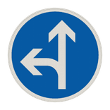 Verkehrszeichen 214-10 - Vorgeschriebene Fahrtrichtung – geradeaus oder links