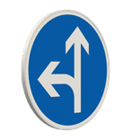 Verkehrszeichen 214-10 - Vorgeschriebene Fahrtrichtung – geradeaus oder links