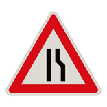 Gefahrzeichen 121-10 - Einseitig (rechts) verengte Fahrbahn