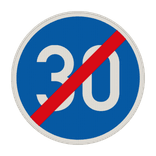Vorschriftszeichen 279-30 - Ende der vorgeschriebenen Mindestgeschwindigkeit 30 km/h