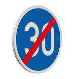 Verkehrszeichen 279-30 - Ende der vorgeschriebenen Mindestgeschwindigkeit 30 km/h