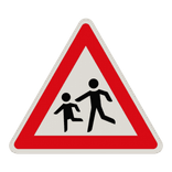 Verkehrszeichen 136-10 - Achtung, Kinder! Aufstellung rechts