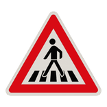 Gefahrzeichen 101-11 - Fußgängerüberweg, Aufstellung rechts