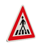 Gefahrzeichen 101-11 - Fußgängerüberweg, Aufstellung rechts