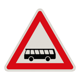 Gefahrzeichen 145-10 - Kraftomnibusse! Aufstellung rechts