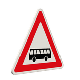 Gefahrzeichen 145-10 - Kraftomnibusse! Aufstellung rechts