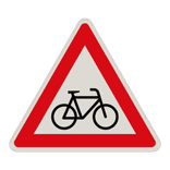 Verkehrszeichen 138-20 - Radfahrer / Radverkehr! Aufstellung links