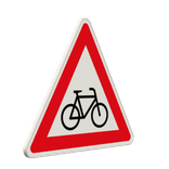 Verkehrszeichen 138-20 - Radfahrer / Radverkehr! Aufstellung links