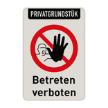 Privatgrundstück Betreten verboten Schild mit Symbol kein Zutritt