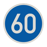 Vorschriftszeichen 275-60 - Vorgeschriebene Mindestgeschwindigkeit 60 km/h