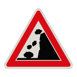Gefahrzeichen 101-15 - Steinschlag, Aufstellung rechts