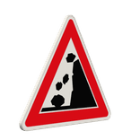 Verkehrszeichen 101-15 - Steinschlag, Aufstellung rechts