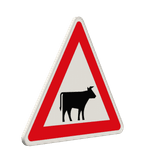 Verkehrszeichen 101-22 - Viehtrieb, Tiere, Aufstellung links