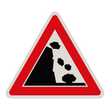 Verkehrszeichen 101-25 - Steinschlag, Aufstellung links