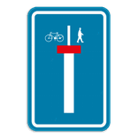 Verkeersbord SB250 F45b - Doodlopende weg, uitgezonderd voetgangers en fietsers