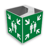 Aluminiumschild als 4-seitiger Sammelplatz-Kubus – reflektierend