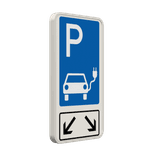 Verkehrsschild Parkplatz für Elektrofahrzeuge mit Pfeilen - reflektierend