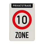 Verkehrsschild Privatstraße zone 10 km/h reflektierend