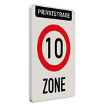 Verkehrsschild Privatstraße zone 10 km/h reflektierend