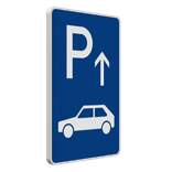 Parkschilder - Parkplatz mit Pfeil und Symbol nach Wunsch