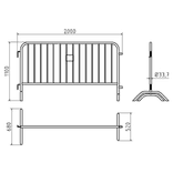 20 barrières nadar en acier de 200 cm (16,4 kg) – 14 barreaux – inclus : support et sangles de serrage