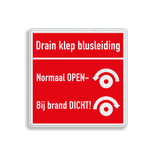 Brand bord met pictogram Drainklep Blusleiding