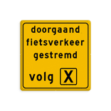 Verkeersbord doorgaand verkeer gestremd volg route - reflecterend