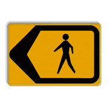 Verkeersbord pijlkader omleiding fietsers/voetgangers + cijfer - reflecterend