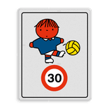 Attentiebord Dick Bruna snelheid - jongen met voetbal (multi) - LV.AB.J3