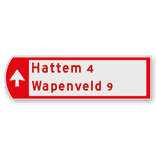 Fietswegwijzer linkswijzend, pijl rechtdoor 753x225mm
