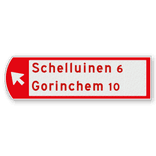 Fietswegwijzer linkswijzend, pijl links-boven 753x225mm