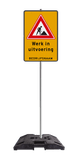 Verkeersbord werk in uitvoering reflecterend - compleet met paal en baakvoet