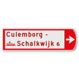 Fietswegwijzer rechtswijzend met pictogram 753x225mm