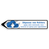 Panneau d'information en forme de flèche réfléchissante avec votre propre impression