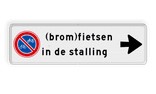Bord hier geen (brom)fietsen plaatsen + route fietsenstalling - reflecterend