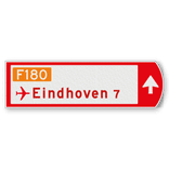 Fietswegwijzer rechts, pijl rechtdoor met doorfietsroute en pictogram 753x225mm