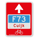 Doorfietsroute bord met routenummer en pijl - 300x380mm